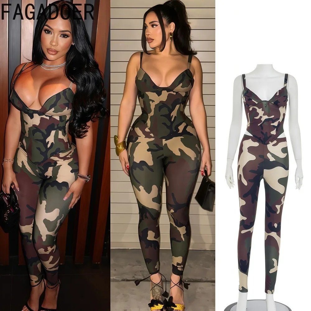 FAGADOER Sexy Camouflage Print 2 Piece Set Woman Outfit Spaghetti Strap Bandage Patchwork Top + Pants Matching Female Streetwear
FAGADOER Sexy Camouflage Print 2 Piece Set Woman Outfit Spaghetti Strap Bandage Patchwork Top + Pants Matching Female Streetwear