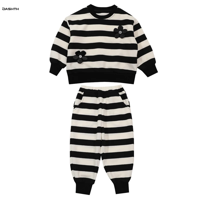 OASHTH Girls' suit spring and autumn new striped sweater children's girl baby two-piece suit
OASHTH Girls' suit spring and autumn new striped sweater children's girl baby two-piece suit