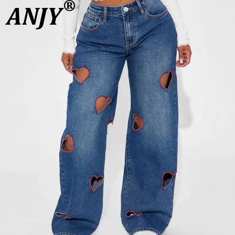 ANJY Spring Autumn New Women American Style Hollow Out Heart Embroidered Wide Leg Denim Pants Washed Chic Loose Fit Jeans A24938
ANJY Spring Autumn New Women American Style Hollow Out Heart Embroidered Wide Leg Denim Pants Washed Chic Loose Fit Jeans A24938