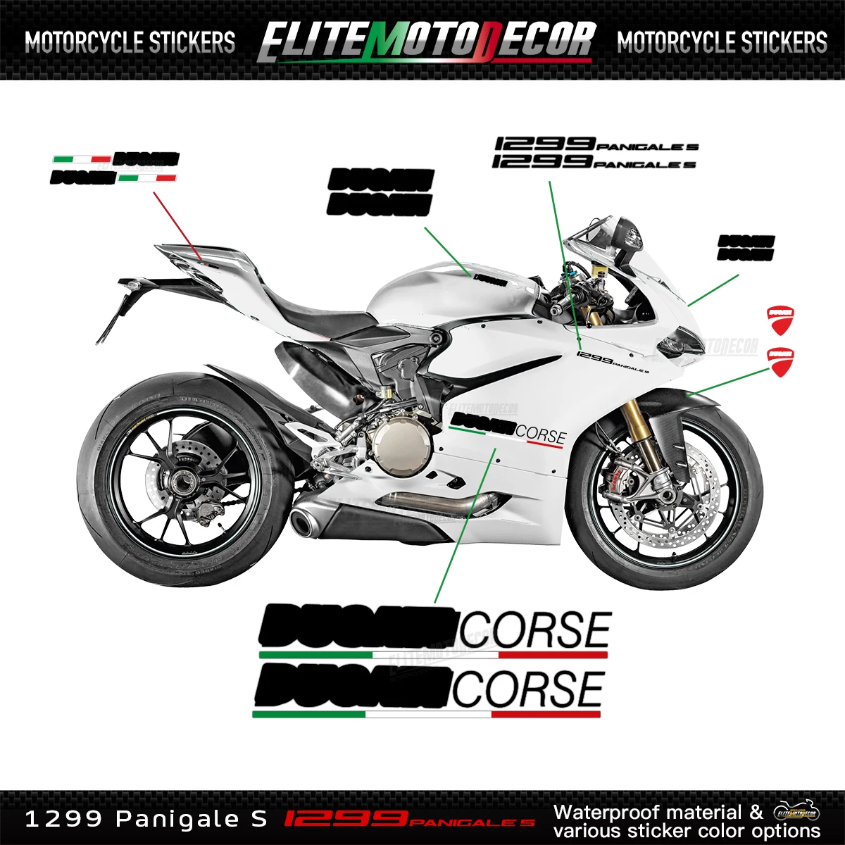 1299 Full Fairing Shell Sticker Decal Sticker Tricolor Design Logo Corse For Lower Fairing MotorcycleFor Ducati 1299 Panigale S
1299 Full Fairing Shell Sticker Decal Sticker Tricolor Design Logo Corse For Lower Fairing MotorcycleFor Ducati 1299 Panigale S