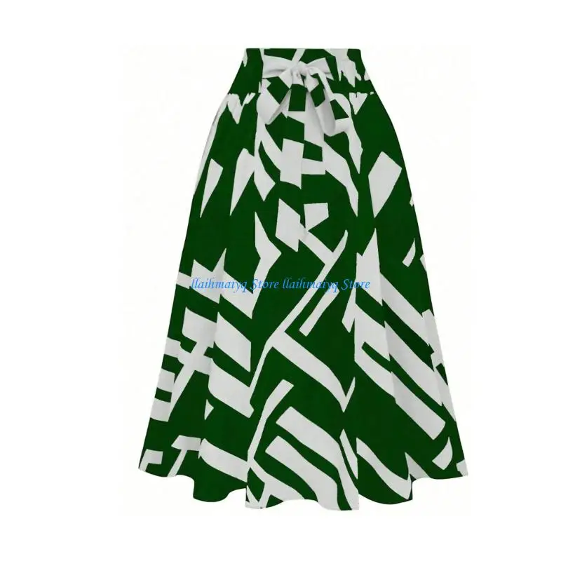 573B Commuting Business Casual Flared Skirt for Women Geometric Printed Tie Waist Pleated A Line Flowy Midi Long Skirt
573B Commuting Business Casual Flared Skirt for Women Geometric Printed Tie Waist Pleated A Line Flowy Midi Long Skirt