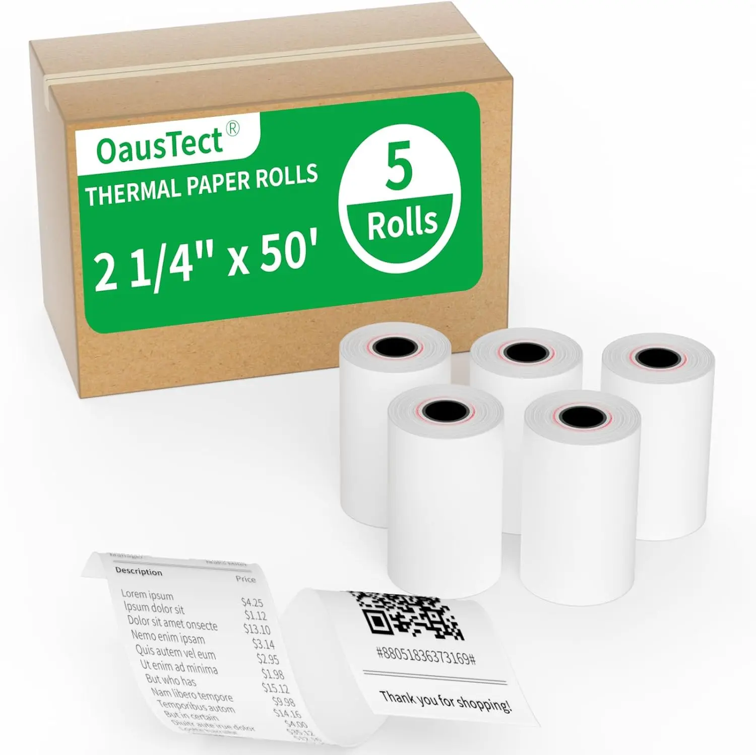 Thermal Paper Rolls 2.25 x 50 ft, 5 Rolls Premium Receipt Paper for All 58mm POS Printers
Thermal Paper Rolls 2.25 x 50 ft, 5 Rolls Premium Receipt Paper for All 58mm POS Printers