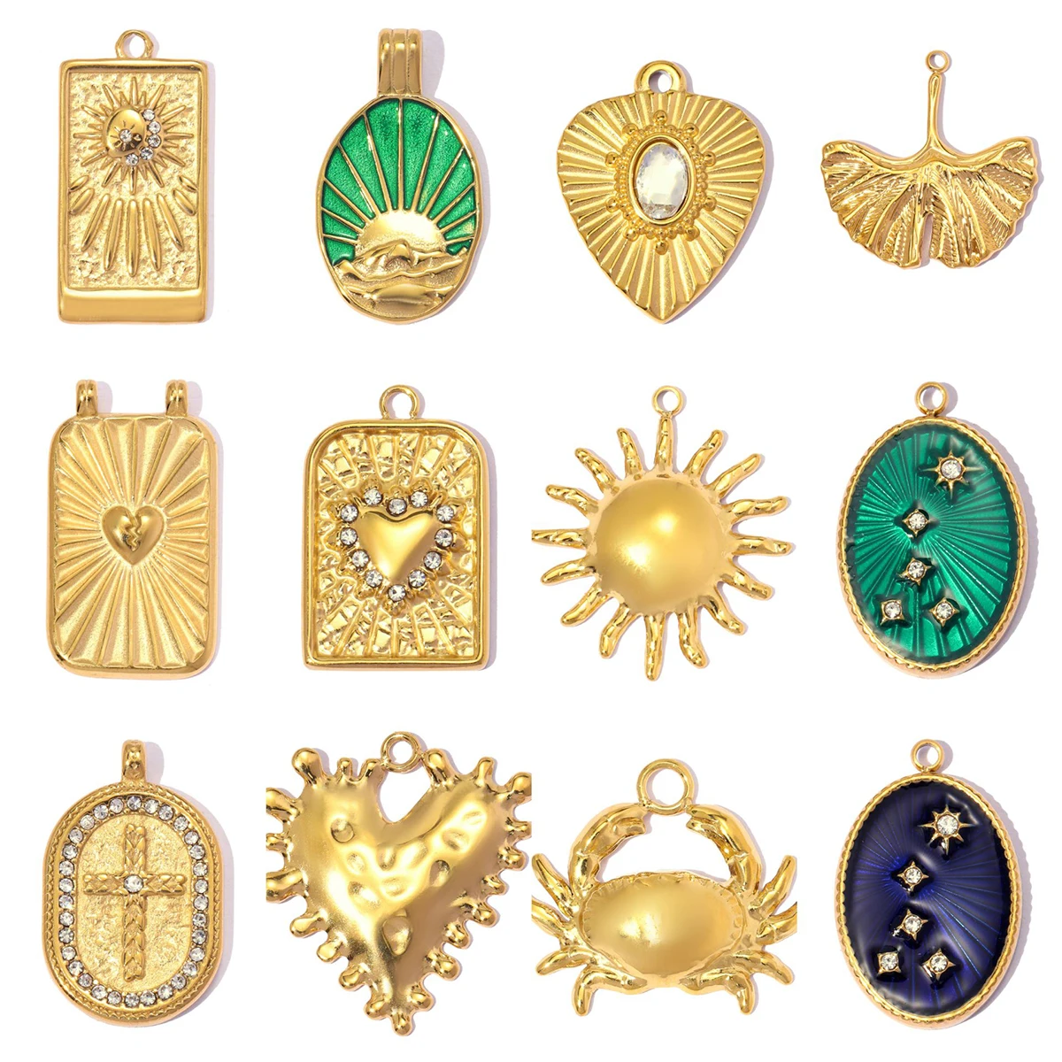 3Pcs/Lot Stainless Steel Star Sun Charms Heart Leaf Pendants For DIY Making Earrings Necklace Accessories Wholesale
3Pcs/Lot Stainless Steel Star Sun Charms Heart Leaf Pendants For DIY Making Earrings Necklace Accessories Wholesale