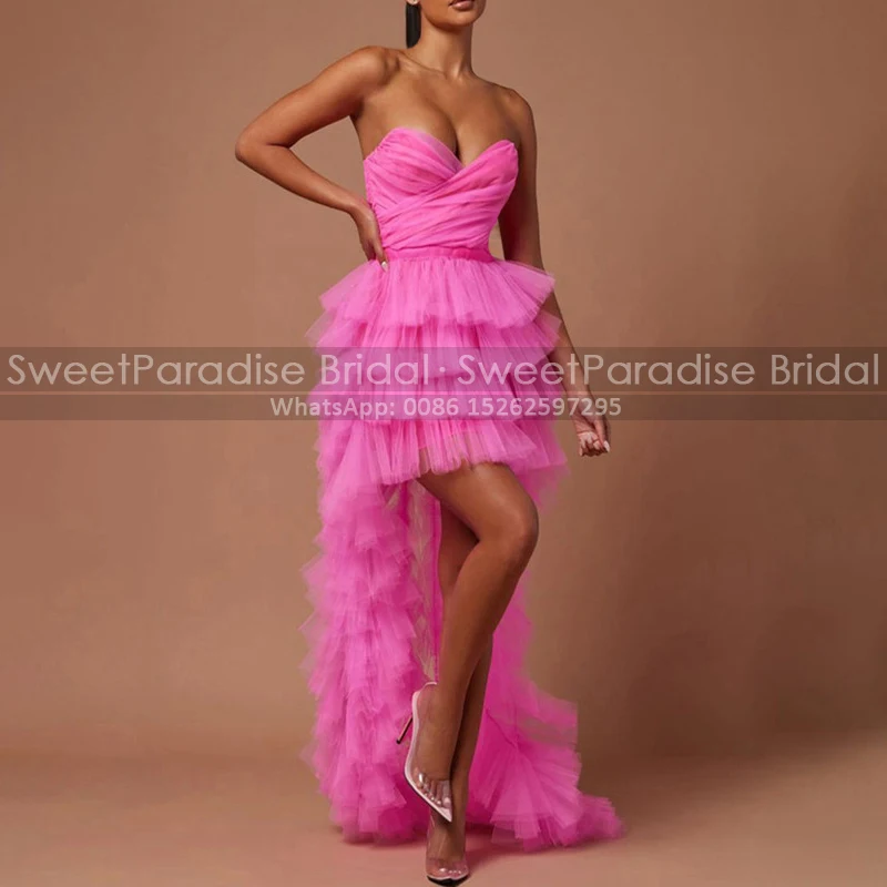 Tiered High Low Cocktail Dresses A Line Customized Strapless Sweetheart Neck Tulle Short Party Masquerade Dress
Tiered High Low Cocktail Dresses A Line Customized Strapless Sweetheart Neck Tulle Short Party Masquerade Dress