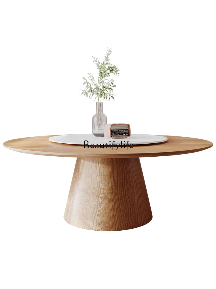 Solid wood with turntable large dining table household round dining table multi-person dining table
Solid wood with turntable large dining table household round dining table multi-person dining table