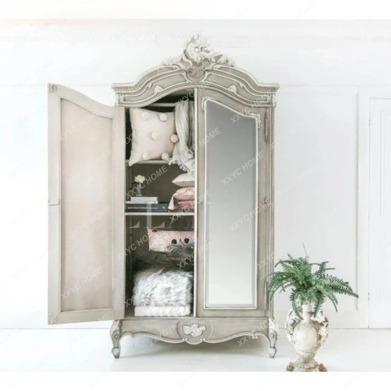 LX solid wood furniture, antique carved two-door wardrobe
LX solid wood furniture, antique carved two-door wardrobe