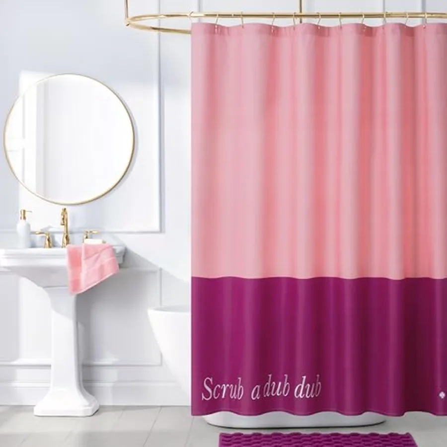 Scrub A Dub Dub Color Block Shower Curtain, 72 in x 72 in, Made from 100% Cotton, Machine Washable, Two-Tone Pink Shower Curtai
Scrub A Dub Dub Color Block Shower Curtain, 72 in x 72 in, Made from 100% Cotton, Machine Washable, Two-Tone Pink Shower Curtai