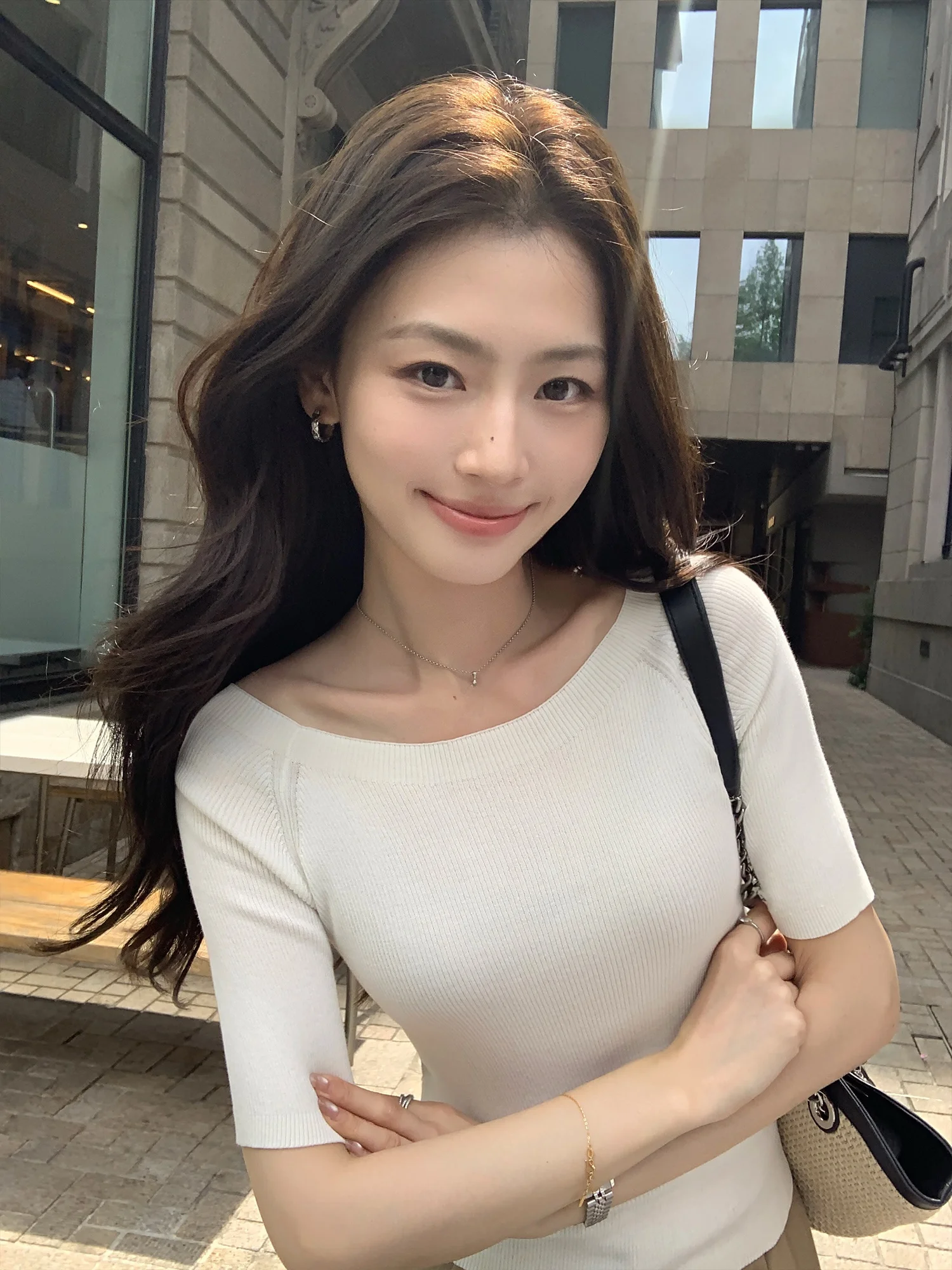 Pusumede Intellectual Charm Casual Knitwear Women's Slim Fit Short Sleeve One Shoulder Top Cotton Nylon Blend Summer Wear
Pusumede Intellectual Charm Casual Knitwear Women's Slim Fit Short Sleeve One Shoulder Top Cotton Nylon Blend Summer Wear