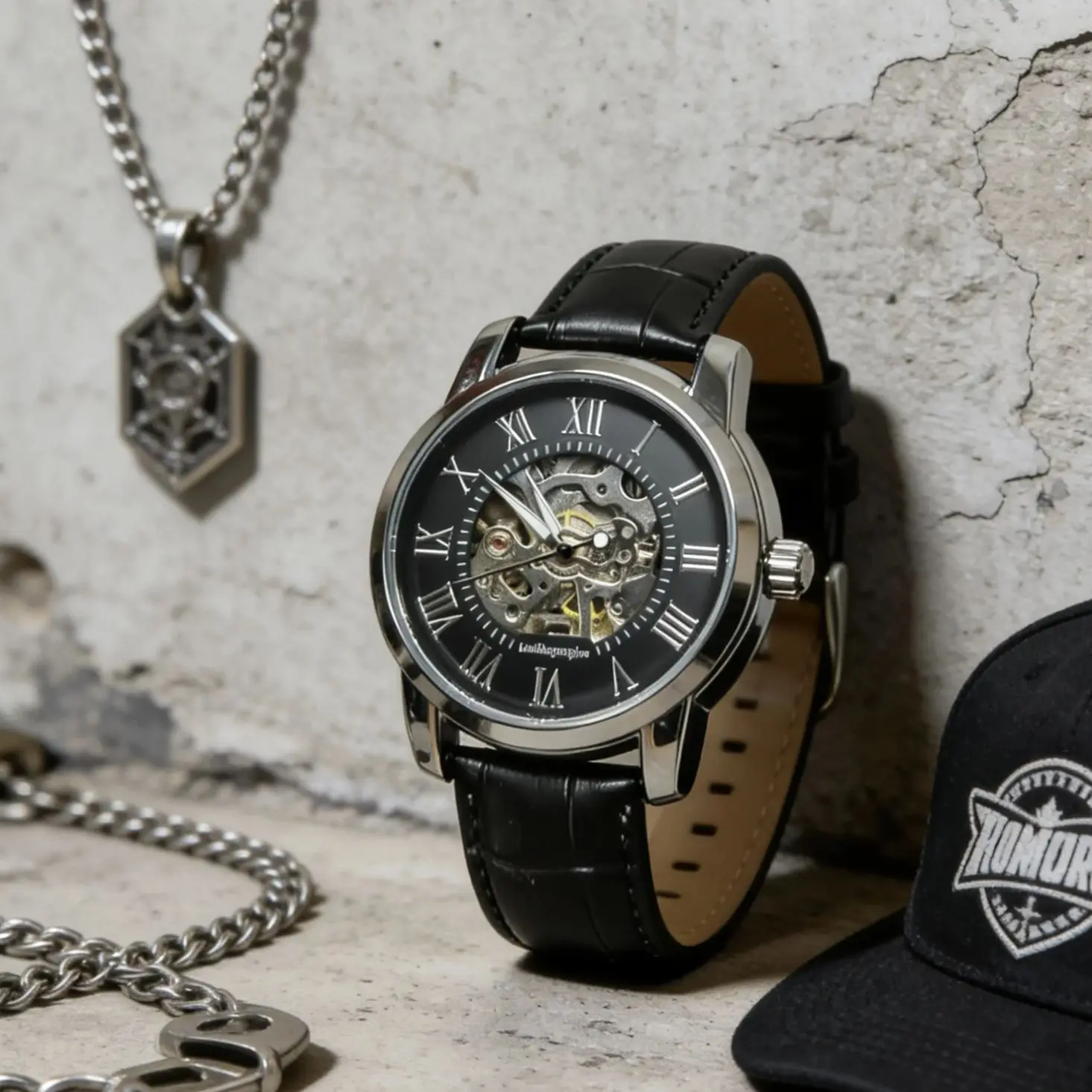 Authentic Men's Watch Skeleton Automatic Mechanical Watch Roman Numeral Dial Leather Strap Hollow Case Back Luxury Vintage Watch Business Dress Watch Men's Model
Authentic Men's Watch Skeleton Automatic Mechanical Watch Roman Numeral Dial Leather Strap Hollow Case Back Luxury Vintage Watch Business Dress Watch Men's Model