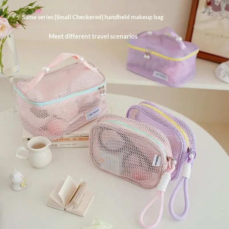 Dopamine Pearl Zipper Portable Travel Toiletry Bag with Mesh Design for Quick Cosmetic Access
Dopamine Pearl Zipper Portable Travel Toiletry Bag with Mesh Design for Quick Cosmetic Access