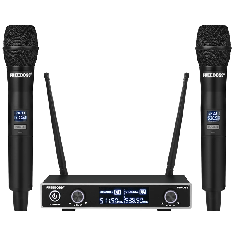 Dual Channel Wireless Microphone UHF Fixed Frequency System 2 Dynamic Handheld Microphone with Receiver for Karaoke Party FB-U35
Dual Channel Wireless Microphone UHF Fixed Frequency System 2 Dynamic Handheld Microphone with Receiver for Karaoke Party FB-U35