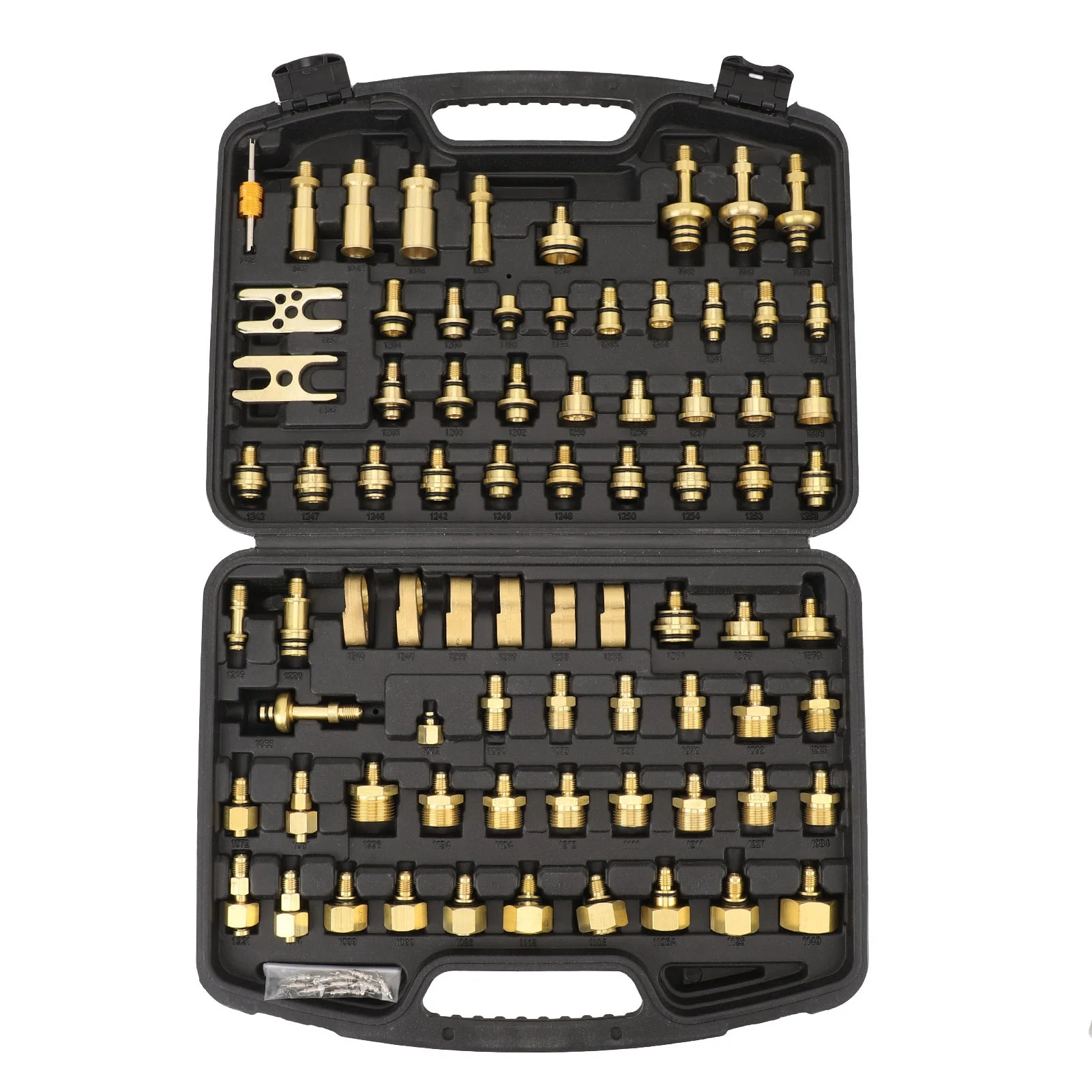 New 77Pcs Car Air Conditioning Leak Test Kit Brass Ac Leak Detection Tools Connector Repair Kit for Car Auto AC
New 77Pcs Car Air Conditioning Leak Test Kit Brass Ac Leak Detection Tools Connector Repair Kit for Car Auto AC