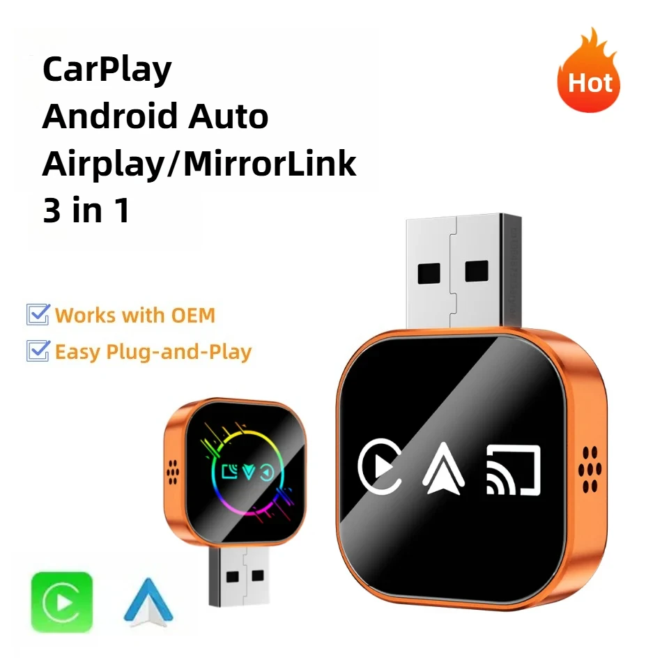 3 in 1 Carplay Adapter Wireless Android Auto AIBox for OEM Wired Carplay Screen Support Original MIC/Button/Touch Control
3 in 1 Carplay Adapter Wireless Android Auto AIBox for OEM Wired Carplay Screen Support Original MIC/Button/Touch Control