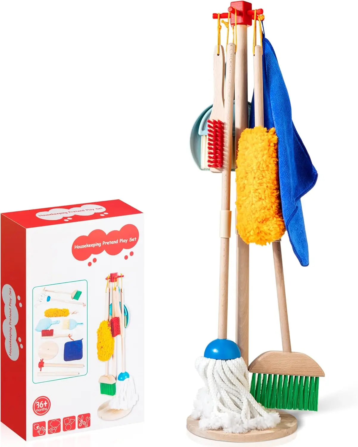 8-Piece Wooden Cleaning Toy Set for Toddlers, Montessori Broom Mop Pretend Play Gift Ages 3+
8-Piece Wooden Cleaning Toy Set for Toddlers, Montessori Broom Mop Pretend Play Gift Ages 3+