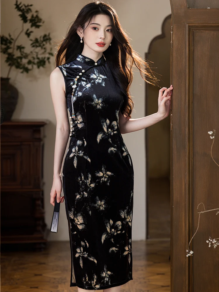 Ele Long Velvet Floral Qipao Dr Women's Autumn New Sle Slimming Svel Dr Vintage Sle Chinese Sle Ceremon...
Ele Long Velvet Floral Qipao Dr Women's Autumn New Sle Slimming Svel Dr Vintage Sle Chinese Sle Ceremon...
