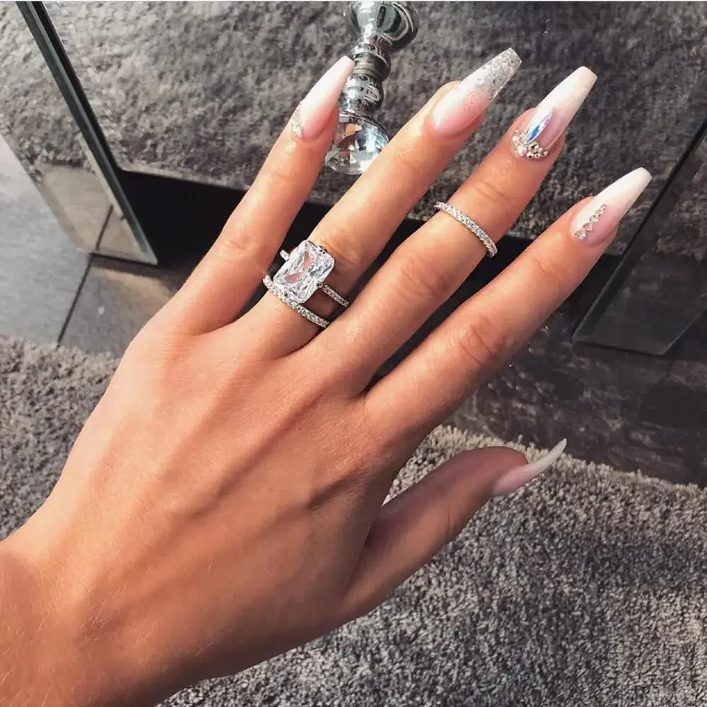 Fine Promise ring 925 Sterling Silver Cz Stone Engagement Wedding Band Rings for women Bridal Gemstones Party Jewelry
Fine Promise ring 925 Sterling Silver Cz Stone Engagement Wedding Band Rings for women Bridal Gemstones Party Jewelry