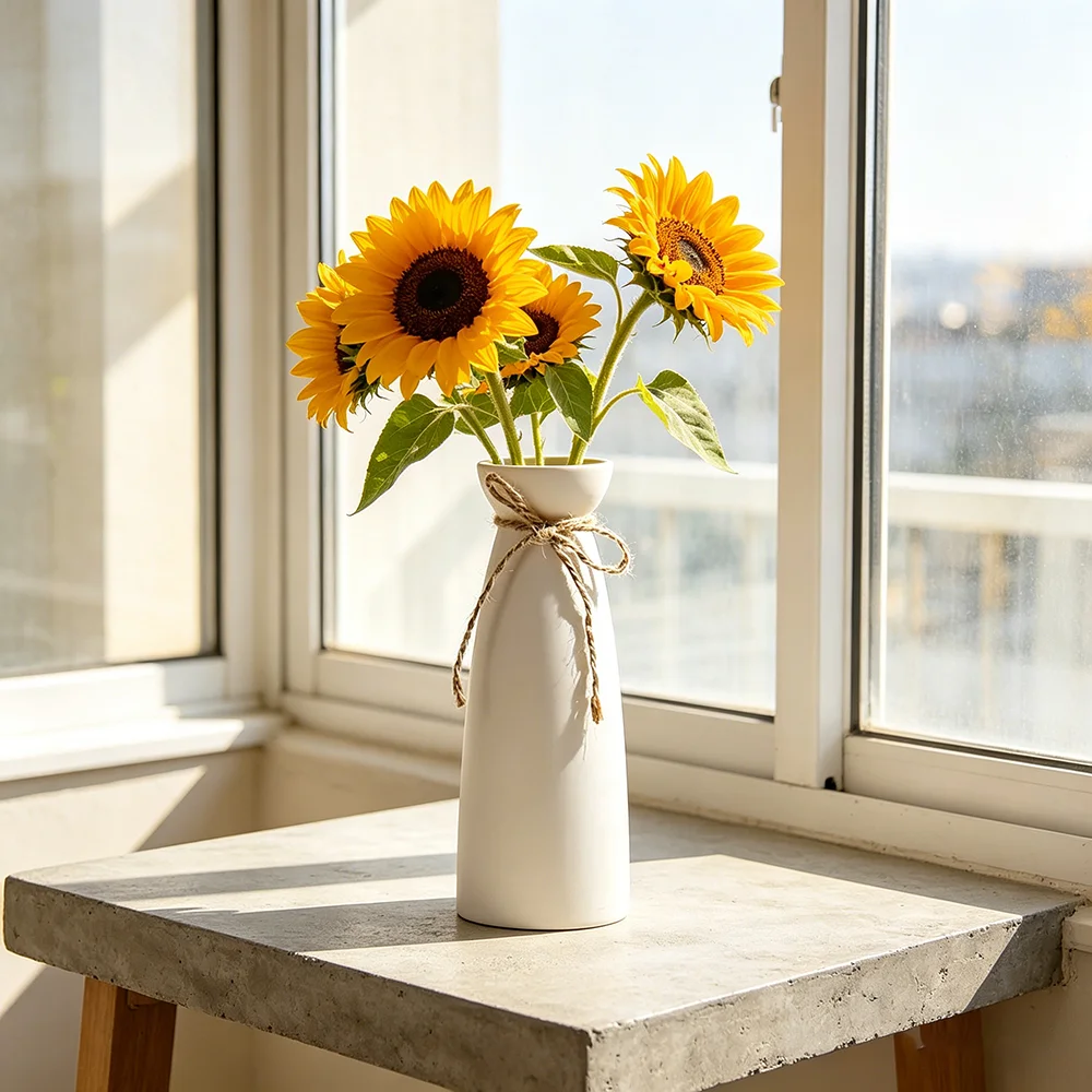 Matte White Ceramic Vase with Jute Rope Bow 23.3cm Boho Home Decor for Kitchen Dining Table Windowsill Wedding Centerpieces
Matte White Ceramic Vase with Jute Rope Bow 23.3cm Boho Home Decor for Kitchen Dining Table Windowsill Wedding Centerpieces
