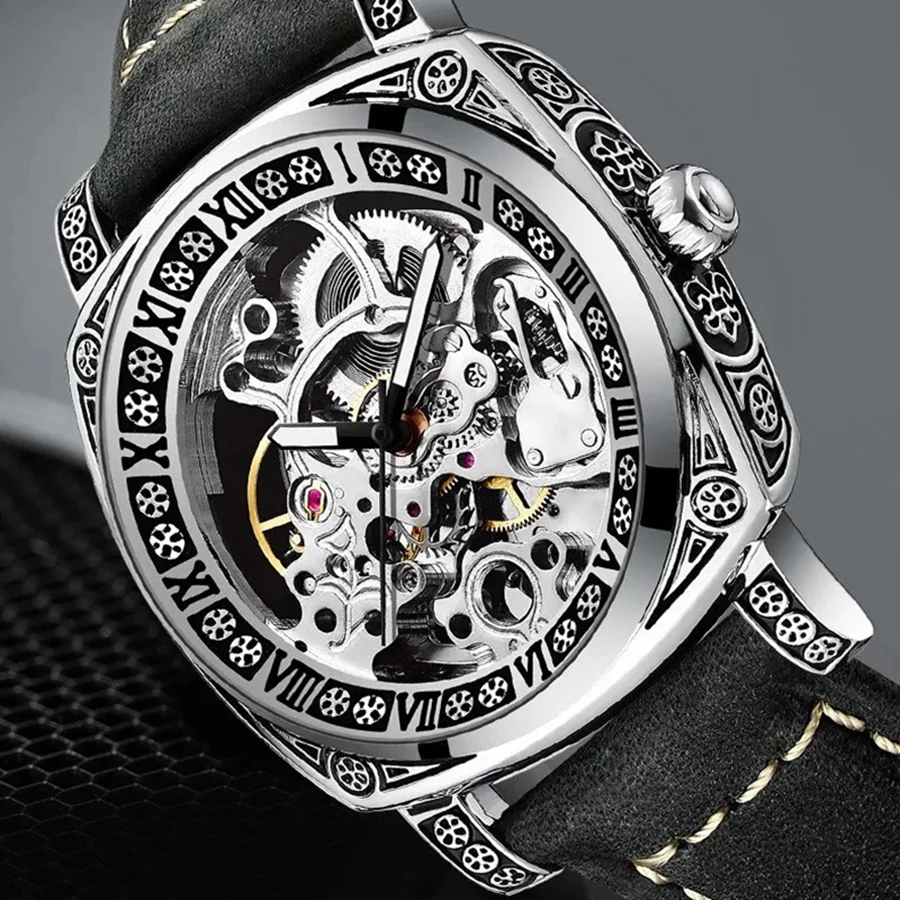 Business Square Skeleton Automatic Mechanical Watch for Men Luminous Hand Leather Steel Band Mens Watches Top Brand Luxury Clock
Business Square Skeleton Automatic Mechanical Watch for Men Luminous Hand Leather Steel Band Mens Watches Top Brand Luxury Clock