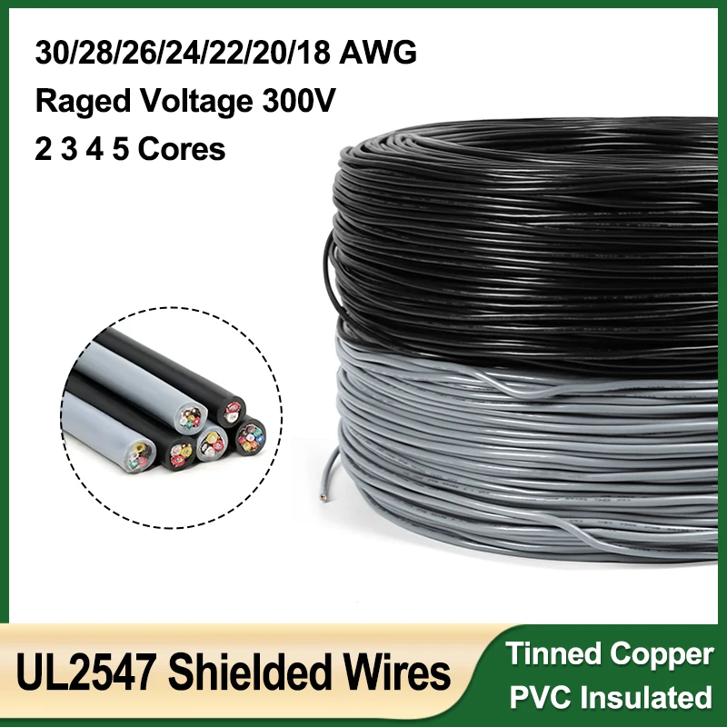1/3/5/10m UL2547 PVC Shielded Wires 30/28/26/24/22/20/18 AWG Signal Cable Channel Audio 2 3 4 5 Cores Tinned Copper Control Wire
1/3/5/10m UL2547 PVC Shielded Wires 30/28/26/24/22/20/18 AWG Signal Cable Channel Audio 2 3 4 5 Cores Tinned Copper Control Wire