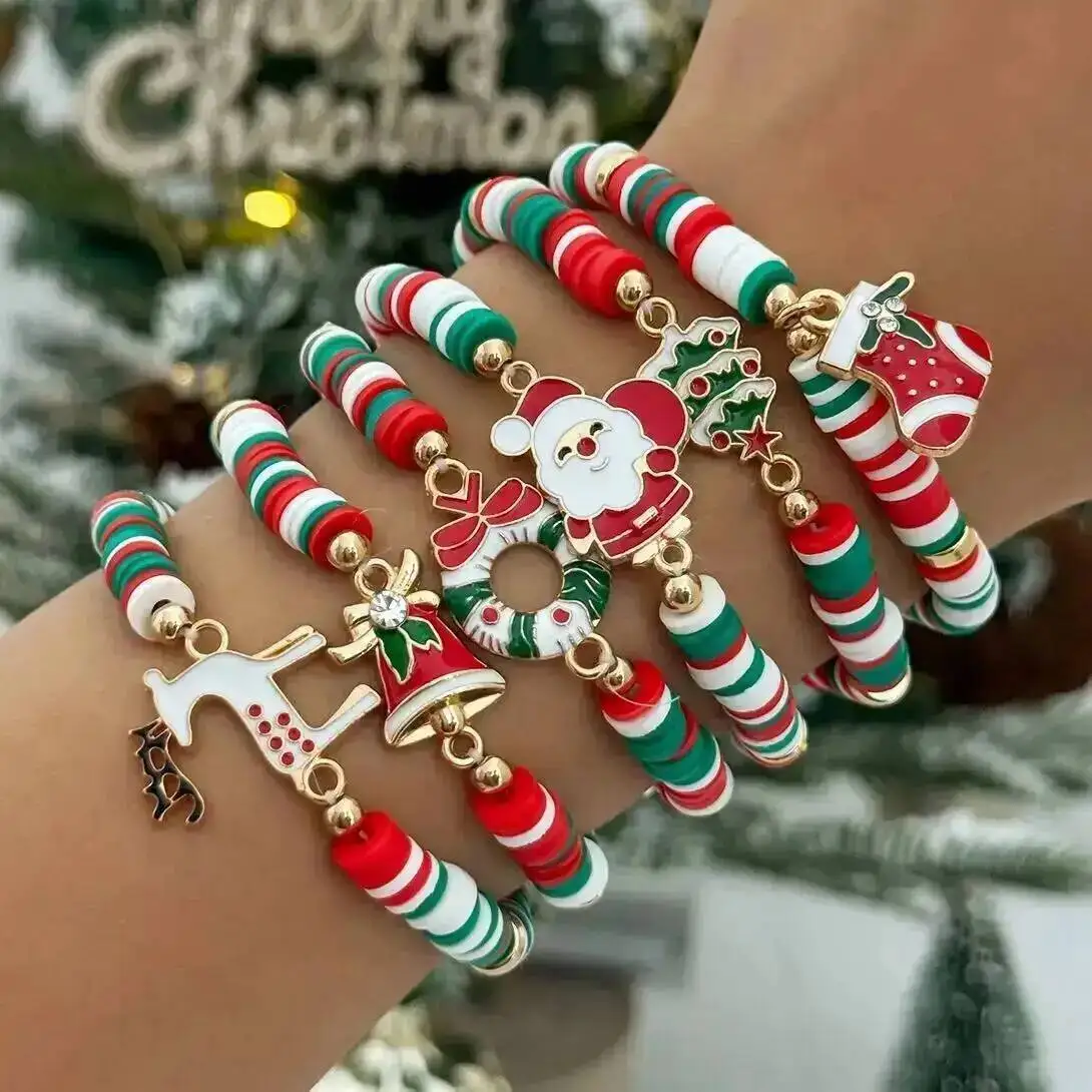 Lacteo 6Pcs/Set Exquisite Christmas Tree Santa Claus Boots Bracelet Fashion Cute Polymer Clay Bracelets Year Party Jewelry 2026
Lacteo 6Pcs/Set Exquisite Christmas Tree Santa Claus Boots Bracelet Fashion Cute Polymer Clay Bracelets Year Party Jewelry 2026