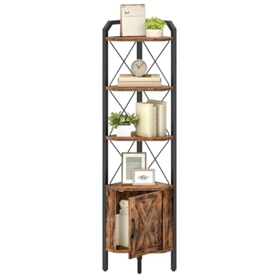 62.2" Corner Shelf with Cabinet, 4-Tier Tall Corner Bookshelf with X-Shaped and Diamond Design, for Living Room, Bedroom, Bathr
62.2" Corner Shelf with Cabinet, 4-Tier Tall Corner Bookshelf with X-Shaped and Diamond Design, for Living Room, Bedroom, Bathr
