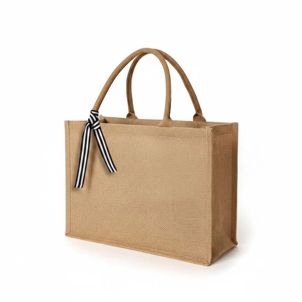 Large Capacity Linen Tote Bag Ribbon Bow Eco-friendly Bag Shoulder Bag Jute Vintage Women Linen Bag For Women and Girls
Large Capacity Linen Tote Bag Ribbon Bow Eco-friendly Bag Shoulder Bag Jute Vintage Women Linen Bag For Women and Girls