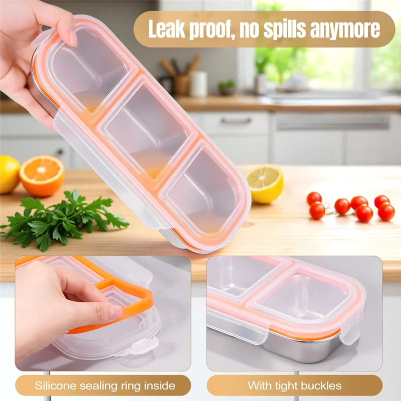 A93E-2Pcs Stainless Steel Snack Containers Reusable - 2 And 3 Compartment Condiment Box With Lids For School, Travel
A93E-2Pcs Stainless Steel Snack Containers Reusable - 2 And 3 Compartment Condiment Box With Lids For School, Travel