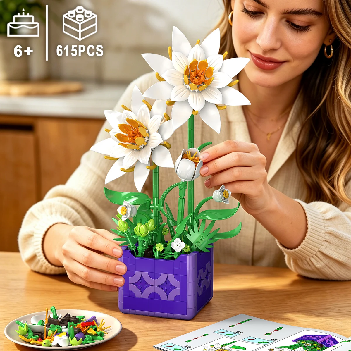 Epiphyllum Potted Plant Building Block White Flower Potted Plant Model Puzzle Toys Sets New Year Christmas Birthday Gifts
Epiphyllum Potted Plant Building Block White Flower Potted Plant Model Puzzle Toys Sets New Year Christmas Birthday Gifts