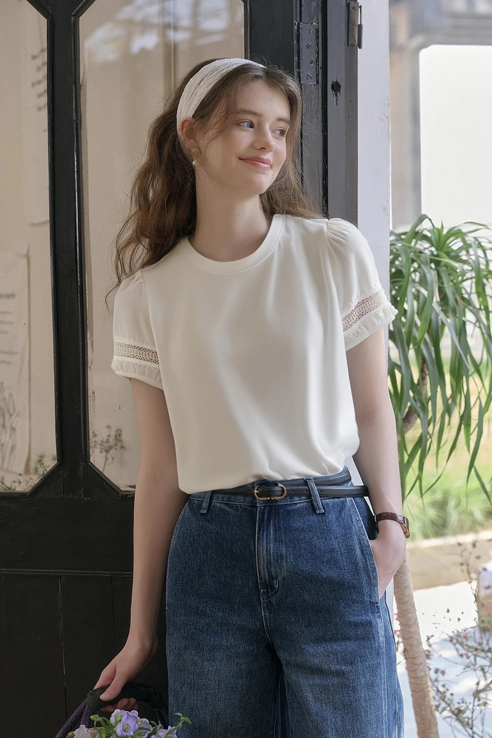 VIMLY Women's Casual T-Shirt 2025 Summer Commuter O-Neck Lantern Short Sleeve with Hollow Out Top Simple Loose Pullover Blouse
VIMLY Women's Casual T-Shirt 2025 Summer Commuter O-Neck Lantern Short Sleeve with Hollow Out Top Simple Loose Pullover Blouse