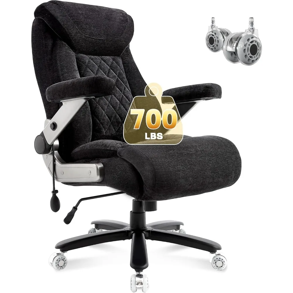 700lbs Big and Tall Office Chair-Adjustable Lumbar Support, Ergonomic Fabric Heavy Duty Executive Office Chair with 5D Flip Arms
700lbs Big and Tall Office Chair-Adjustable Lumbar Support, Ergonomic Fabric Heavy Duty Executive Office Chair with 5D Flip Arms