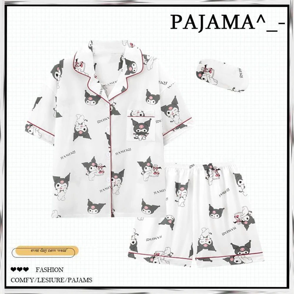Anime Kawaii Kuromi Cartoon Women's Pajama Set Short Sleeve Soft Smooth Pajama Black Bordered Casual Summer Home Casual Clothing
Anime Kawaii Kuromi Cartoon Women's Pajama Set Short Sleeve Soft Smooth Pajama Black Bordered Casual Summer Home Casual Clothing