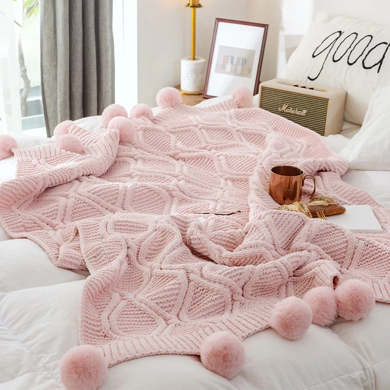 Blanket Knitted Ball Blanket Decorative Blanket Air Conditioning Sofa Blanket Comfortable Home Soft Chenille Blanket Decoration 
Blanket Knitted Ball Blanket Decorative Blanket Air Conditioning Sofa Blanket Comfortable Home Soft Chenille Blanket Decoration