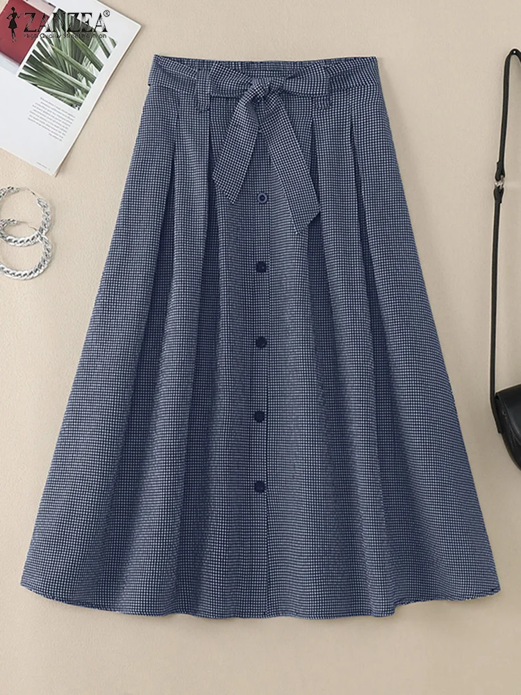 ZANZEA Korean Elastic Waist Pocket Bottoms Women Plaid Long Skirts Fashion Bowtie Belted Jupes Holiday 2025 Summer Overskirts
ZANZEA Korean Elastic Waist Pocket Bottoms Women Plaid Long Skirts Fashion Bowtie Belted Jupes Holiday 2025 Summer Overskirts