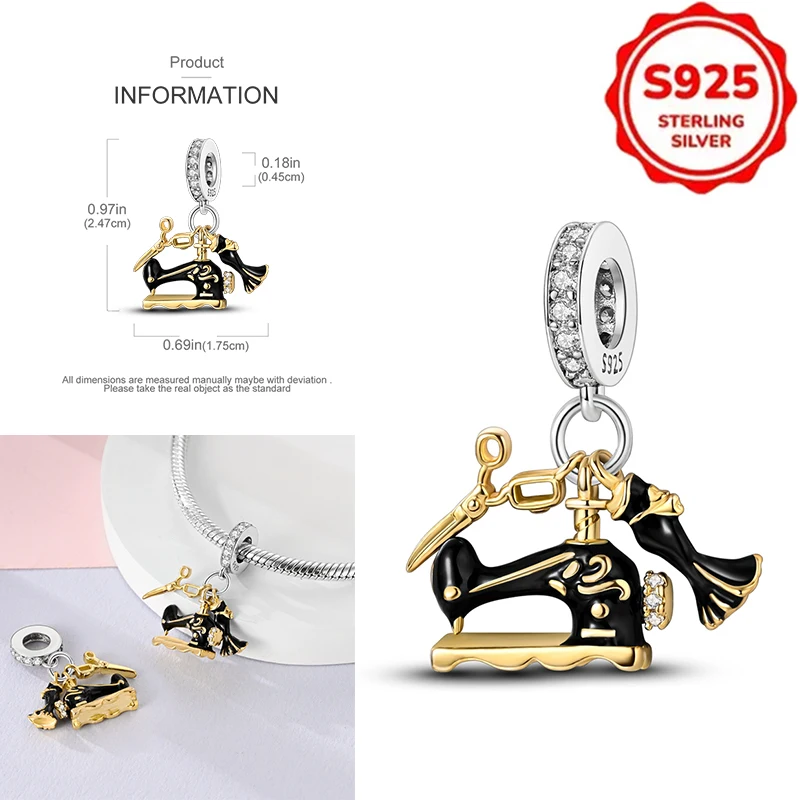 Plata De Ley 925 Silver Black Gold Sewing Machine Charms Beads Womens Original Bracelets DIY Jewelry Pendant Fine Gifts
Plata De Ley 925 Silver Black Gold Sewing Machine Charms Beads Womens Original Bracelets DIY Jewelry Pendant Fine Gifts