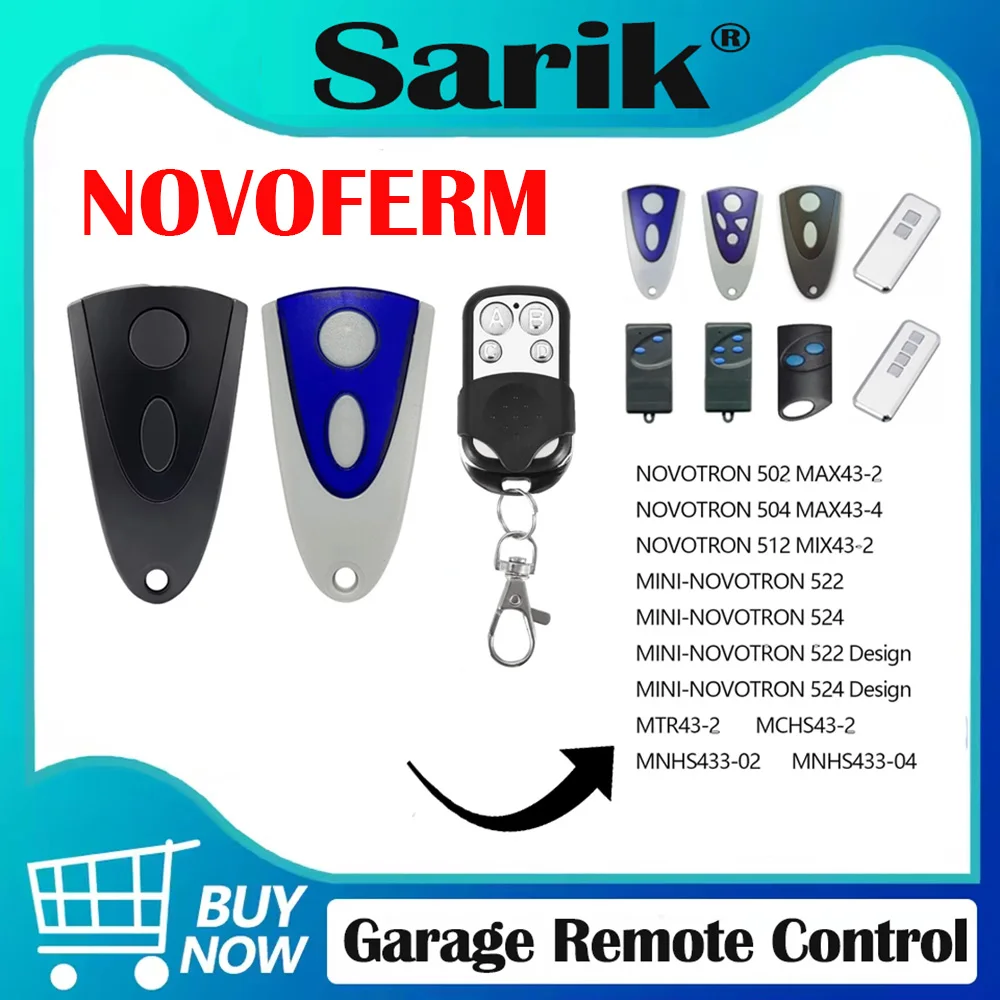 Пульт дистанционного управления для гаражных ворот 433,92 МГц NOVOFERM MCHS43-2 MTR43-2 MNHS433-02 MINI-NOVOTRON 522
Пульт дистанционного управления для гаражных ворот 433,92 МГц NOVOFERM MCHS43-2 MTR43-2 MNHS433-02 MINI-NOVOTRON 522