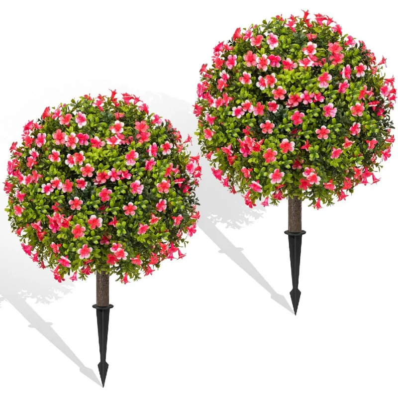 Artificial Topiary Ball with Ground Spike Set of 2, Faux Boxwoods for Outdoor Planters, UV Resistant Artificial Outdo
Artificial Topiary Ball with Ground Spike Set of 2, Faux Boxwoods for Outdoor Planters, UV Resistant Artificial Outdo