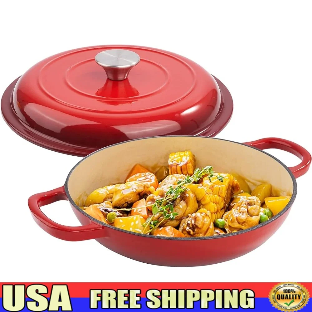 Эмалированный чугунный голландский горшок для духовки с крышкой, антипригарным покрытием, универсальный для приготовления пищи, сверхмощные двойные ручки, тушения, выпечки
Эмалированный чугунный голландский горшок для духовки с крышкой, антипригарным покрытием, универсальный для приготовления пищи, сверхмощные двойные ручки, тушения, выпечки