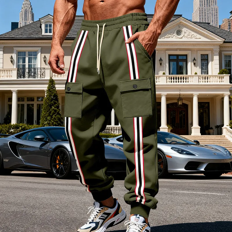 Мужские спортивные брюки-карго с полосками по бокам, свободного кроя, на шнурке, из флиса, с множеством карманов, повседневные спортивные штаны
Мужские спортивные брюки-карго с полосками по бокам, свободного кроя, на шнурке, из флиса, с множеством карманов, повседневные спортивные штаны