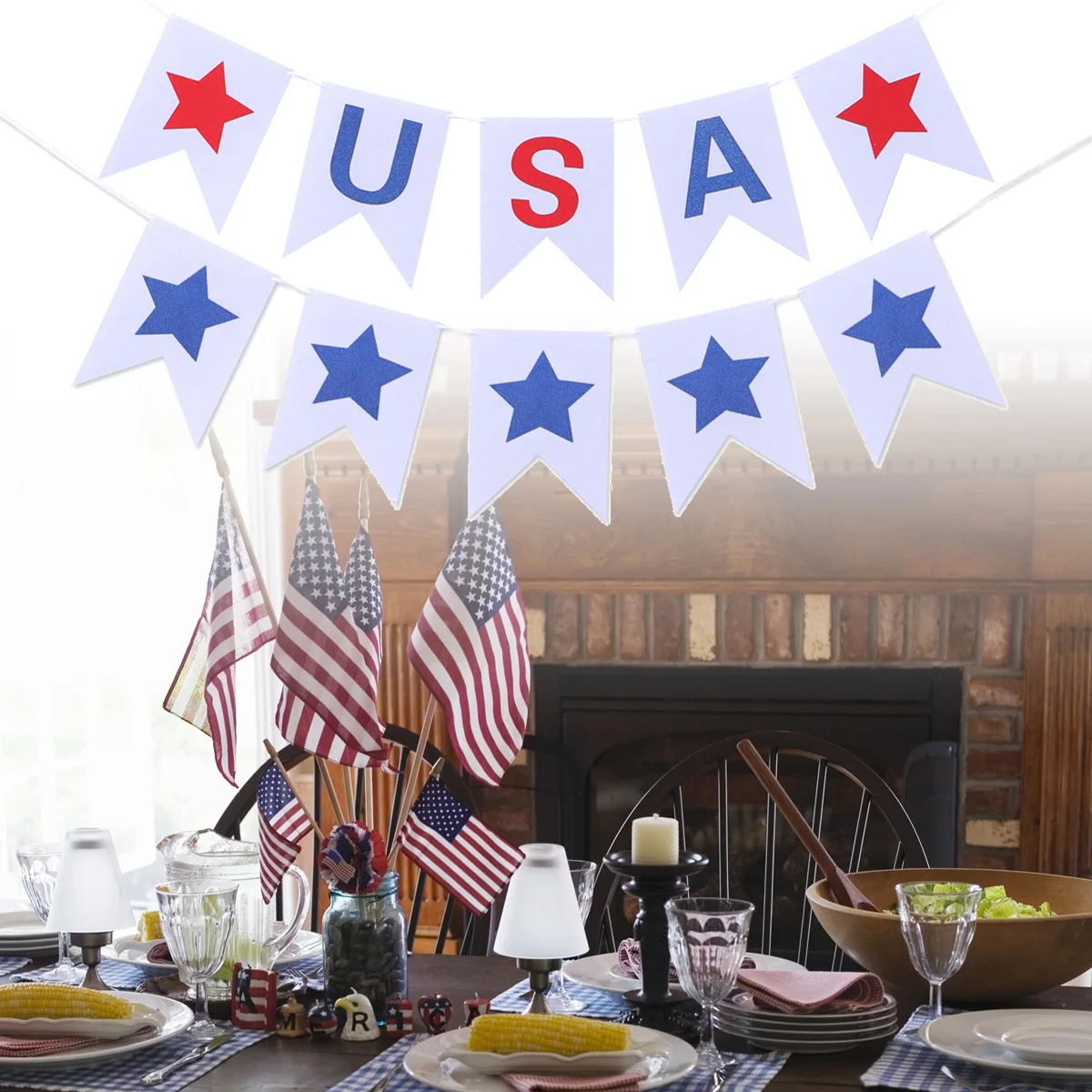 2PCS Patriotic Themed Bunting American Flag Star Garland USA Letter Banner Independence Day Decoration Party Supplies
2PCS Patriotic Themed Bunting American Flag Star Garland USA Letter Banner Independence Day Decoration Party Supplies