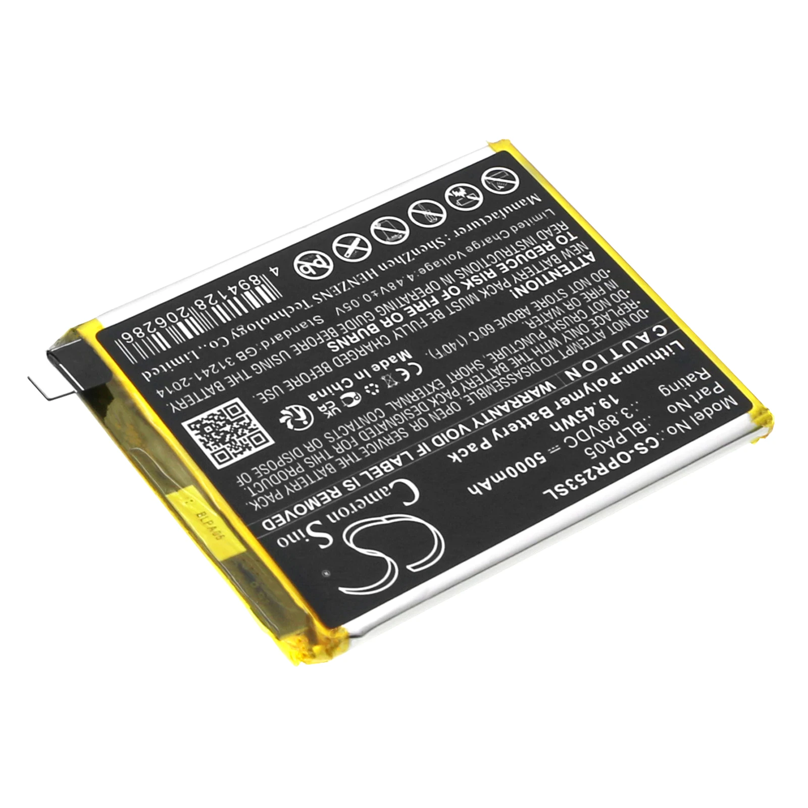 Replacement 3.89V 5000mAh Mobile, SmartPhone Battery BLPA05 for Oppo CPH2531 Reno 10 5G
Replacement 3.89V 5000mAh Mobile, SmartPhone Battery BLPA05 for Oppo CPH2531 Reno 10 5G