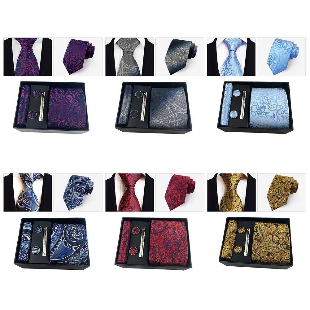 Paisley Floral Men Tie Set Pocket Square Cufflink Tie Clip Classic Business Wedding Suit Accessories With Gift Box
Paisley Floral Men Tie Set Pocket Square Cufflink Tie Clip Classic Business Wedding Suit Accessories With Gift Box