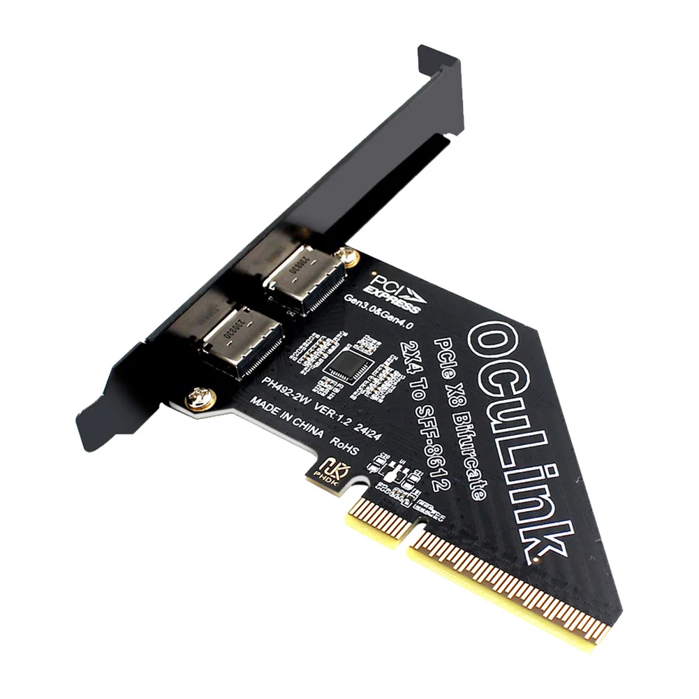 PCIeX8 To 2 Port Oculink SFF 8611 8612 Expansion Adapter Support PCIe 4.0 PCIe Oculink Adapter Card for Os /Windows / Linux
PCIeX8 To 2 Port Oculink SFF 8611 8612 Expansion Adapter Support PCIe 4.0 PCIe Oculink Adapter Card for Os /Windows / Linux