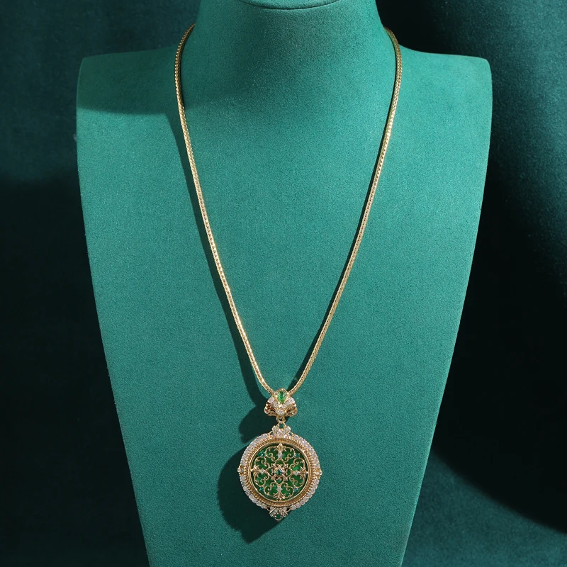 Vintage Gold Color Round Pendant Green Necklace Hollow Natural Stone Chinese Style 2026 High Quality Charms For Birthday Jewelry
Vintage Gold Color Round Pendant Green Necklace Hollow Natural Stone Chinese Style 2026 High Quality Charms For Birthday Jewelry