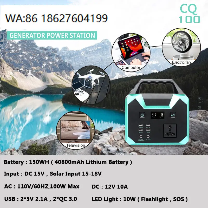 100W Mini Portable Solar Power Station, LiFePO4 UPS Battery with Flashlight Outdoor Emergency Generator
100W Mini Portable Solar Power Station, LiFePO4 UPS Battery with Flashlight Outdoor Emergency Generator