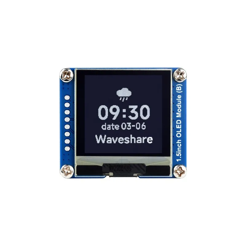 Waveshare 1.5inch OLED Display Module, 128×128 Resolution, SPI / I2C Communication, Black / White Display Color 
Waveshare 1.5inch OLED Display Module, 128×128 Resolution, SPI / I2C Communication, Black / White Display Color