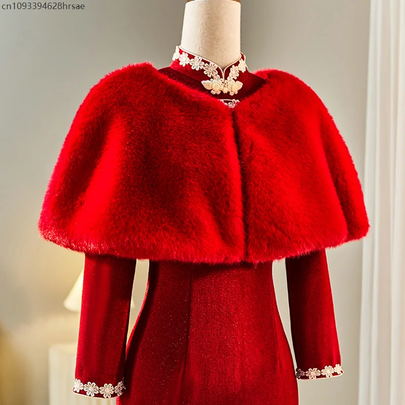 Women Winter Warm Soft Fur Shawl Bridal Wedding Party Stoles Shrug Imitation Fur Cape Cloak Chinese Qipao Cheongsam Decor Shawl
Women Winter Warm Soft Fur Shawl Bridal Wedding Party Stoles Shrug Imitation Fur Cape Cloak Chinese Qipao Cheongsam Decor Shawl