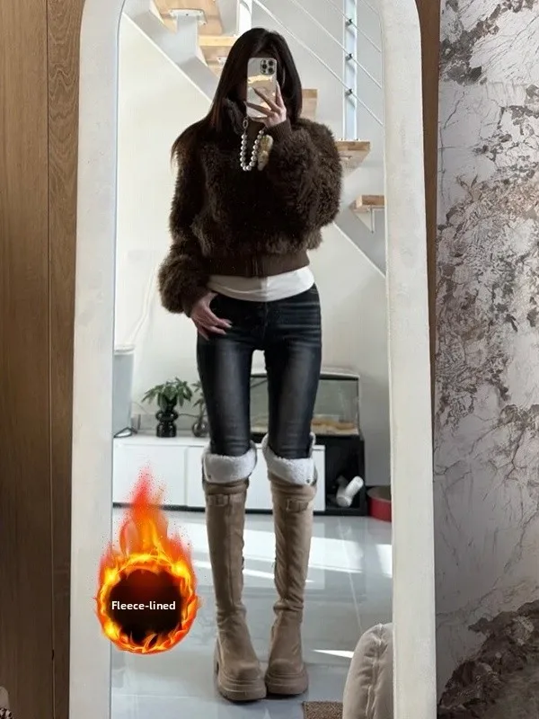 Retro Fce Lined Pencil Jeans Women's High Waist Thiened Warm Elastic Bootie Friendly Slim Fit Ankle Pants Casual Sle
Retro Fce Lined Pencil Jeans Women's High Waist Thiened Warm Elastic Bootie Friendly Slim Fit Ankle Pants Casual Sle