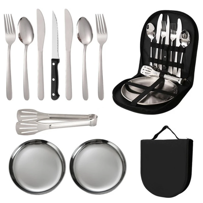 LMM stainless steel outdoor tableware set with portable cloth bag, steak knife, fork and spoon
LMM stainless steel outdoor tableware set with portable cloth bag, steak knife, fork and spoon