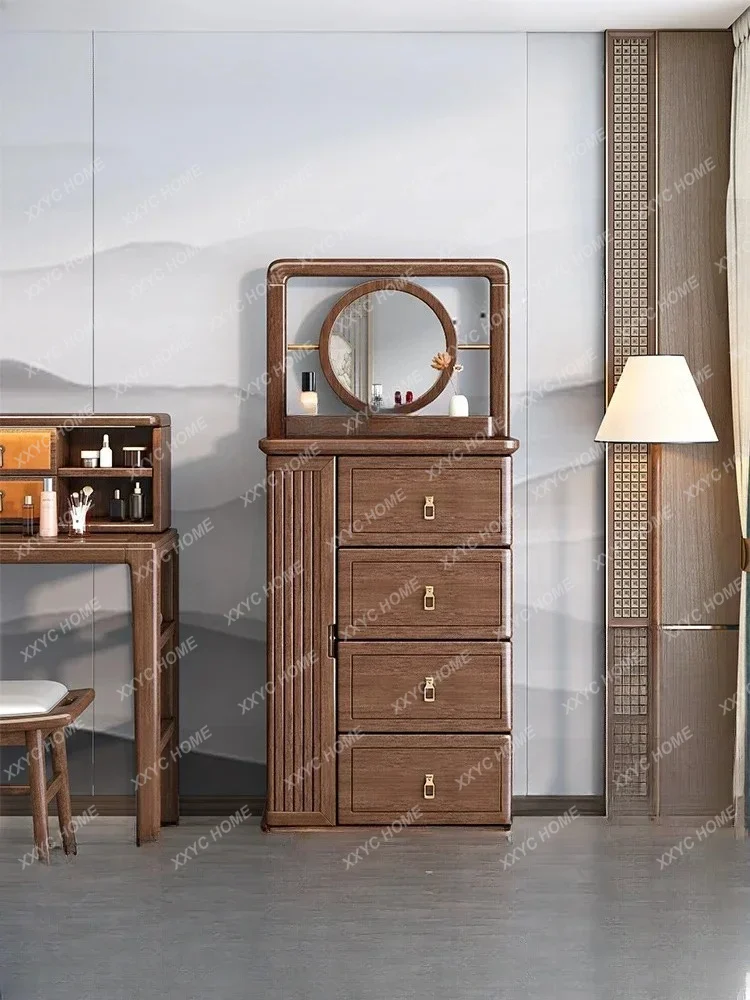 New Chinese Style Solid Wood Four-Bucket Cabinet Bedside Table Walnut Multifunctional Storage Dressing Table with Mirror
New Chinese Style Solid Wood Four-Bucket Cabinet Bedside Table Walnut Multifunctional Storage Dressing Table with Mirror