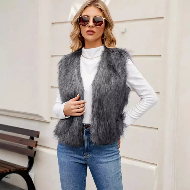 F0598Europe and AmericaVShort Collar Women's Faux Coat Top Artificial Fur Vest New Arrival
F0598Europe and AmericaVShort Collar Women's Faux Coat Top Artificial Fur Vest New Arrival
